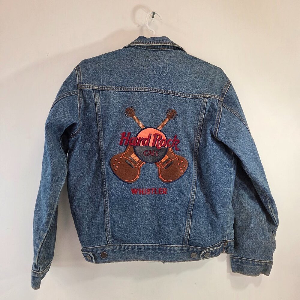 Hard Rock Cafe Denim Jacket Whistler BC Mens Size XS Vtg 90s Jean